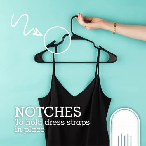 Plastic Hangers, 35 Pack, Slim, Space Saving, Heavy Duty, Notched, Durable, Thick, Tough, Black