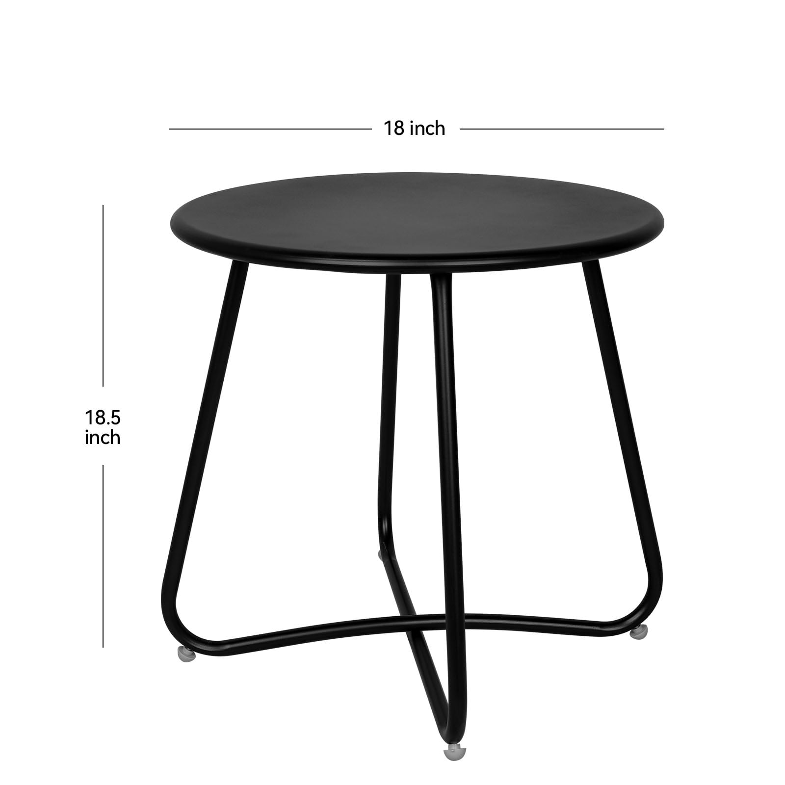 Ztysn 18" Round Side Table Portable Modern Metal End Table for Indoor Outdoor Use,Perfect for Home Living Room,Bedroom,Patio and Balcony,Black
