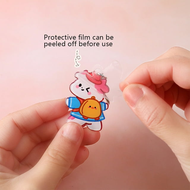 Cartoon Keychain Ring Fashion Cute Animal Acrylic Door Pendant Jewelry Key Holder Car Key Holder Backpack Purse Wallet Keyring Pendant for Female Type 7
