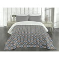 thumbnail image 3 of Ambesonne Moroccan Quilted Bedspread Set 3 Pcs, Mosaic Circular Design, Queen Size, Multicolor, 3 of 5