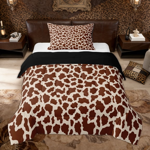 Erosebridal Cheetah Print Kids Twin Comforter Sets, Brown Wildlife Leopard Bedding Set, Pink Reversible, 2 Pieces