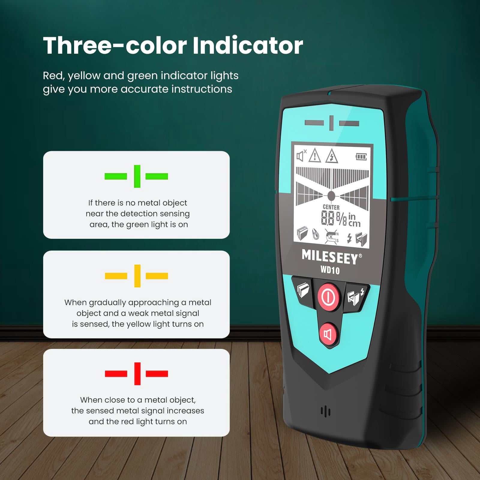 Mileseey WD10 Industrial Metal Wall Scanner Detector Multi-Functional Handheld Water Dust Free Wiring Blue
