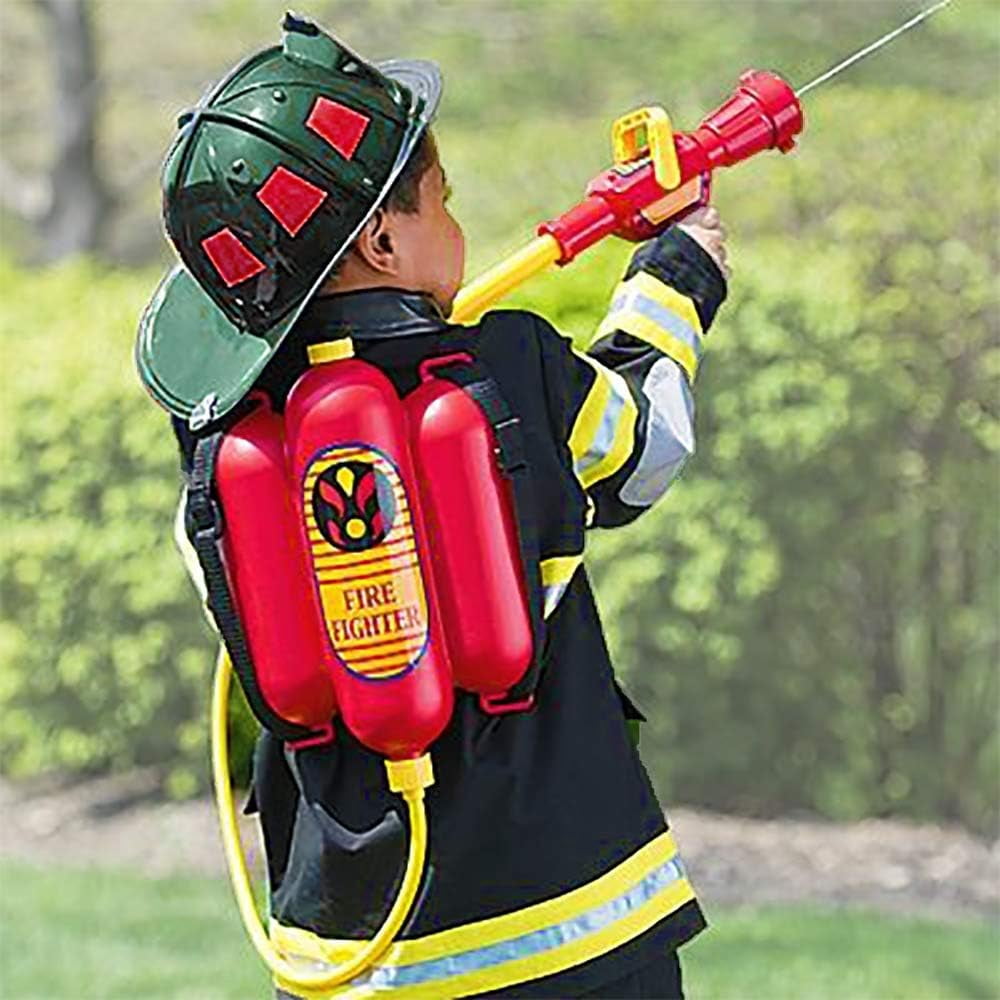 4E's Novelty Firefighter Backpack Water Gun – Tank with Hose Blaster for Outdoor Play Kids