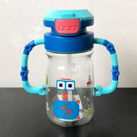 Raypadula 1Pc Baby Cartoon Robot Best Sippy Cups for Baby Infant and Toddler Ages Kids Training Drinking Bottles Children Learn Drinking with Double Handles and