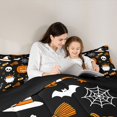 thumbnail image 4 of Manfei Cute Pumpkin Witch Hat King Size Comforter Sets 3pcs, Halloween Spooky Skull Comforters King Size, Black Orange White,Black Reversible,1 Comforter and 2 Pillowcases, 4 of 6