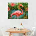 thumbnail image 3 of COMIO Hot Tropical Flamingo Canvas Wall Art Print, Flamingo Artwork, 3 of 5