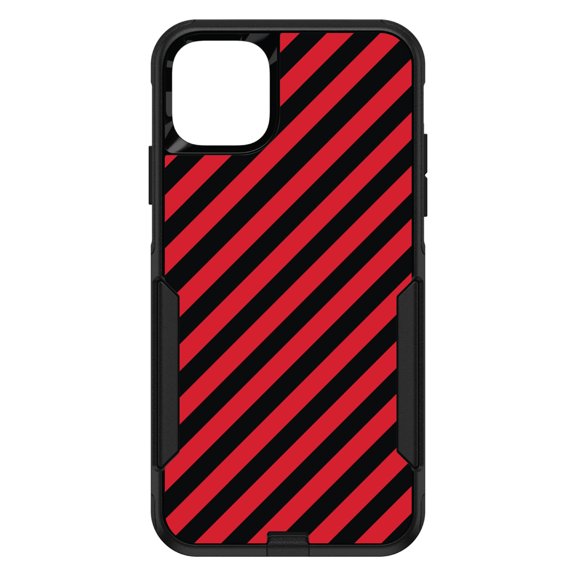 DistinctInk Custom SKIN / DECAL compatible with OtterBox Commuter for iPhone 11 Pro MAX (6.5" Screen) - Black Red Diagonal Stripes