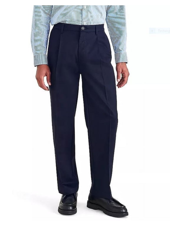 Men's Dockers Signature Iron Free Stain Defender Khaki Relaxed Pleated Pants, Navy Blazer, 32x30
