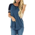 thumbnail image 3 of SHIBEVER Women T Shirts Summer Tops Casual Short Sleeve Tunic Tops Fashion Crew Neck Loose Fit T Shirts Dressy Ladies Tops Blouses Blue, 3 of 6
