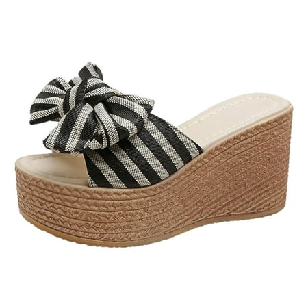 

Sandals Women Comfortable Sandals Fashion Flower Decoration Summer New Open Toe Wedge Heel Comfortable Non Slip Large Shoes Shoes For Women Slip On Sandals