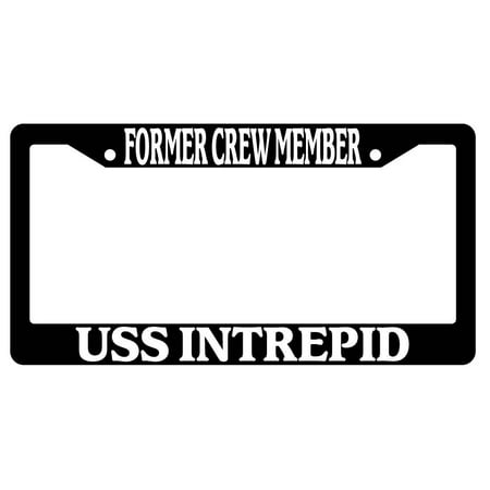 Navy Block - Former Crew Member USS Intrepid Black Plastic License Plate Frame NAVY