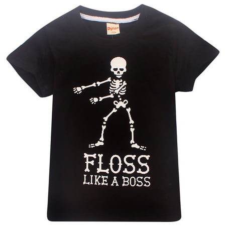 ukap fortnite human skull letter printing floose like a boss casual t shirts with boys short sleeve round collar tops walmart com - fortnite apparel walmart
