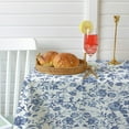 thumbnail image 5 of Thick Linen Rectangle Tablecloth - White and Blue Floral Waterproof Rustic Toile French Country Table Cover Farmhouse Decoration, Suitable for Home, Kitchen Dining Tablecloth 60 x 84 Inch, 5 of 7