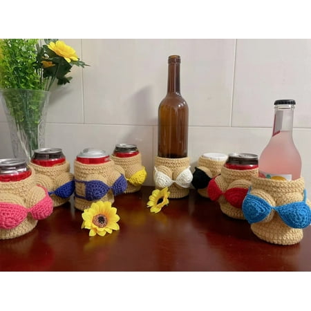 

8 PCS Bottle Cozy Beer Covers Big Boobs Design Soft Knitted Bottle Decor Dress Sleeves Creative Novelty Party Supplies New