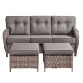 thumbnail image 2 of Unnifurnzi 3 Pieces Outdoor Couch Set-Deep Seating Patio Couch with Outdoor Ottoman Small Patio Furniture Set for Deck Porch Garden Balcony Poolside-Brown/Gray, 2 of 7