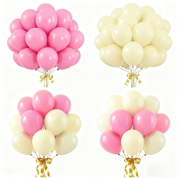 Globos de Látex JKGOO Kit de Fiesta 80 Piezas 10" Rosa y Amarillo