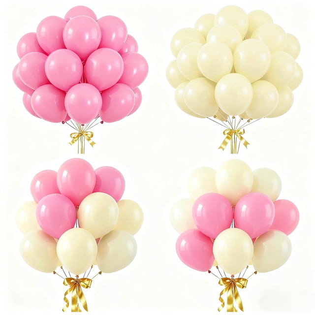 Globos de Látex JKGOO Kit de Fiesta 80 Piezas 10" Rosa y Amarillo