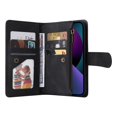 thumbnail image 6 of SaniMore Case for iPhone 14 6.1" 2022, PU Leather Zipper Wallet Cover with [RFID Blocking] Card Slot Magnetic Clsap Flip Folio with Wrist/Crossbody Strap Kickstand Full Protective Cover, Black, 6 of 14