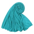 thumbnail image 2 of Stretch Jersey Hijab Scarf for Women Head Wrap Long Turban Muslim Head Scarves Wraps Featuring Solid Colors in Black Navy Blue Red Pink and More Cyan, 2 of 4