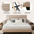 thumbnail image 6 of Einfach Full Bed Frame, Platform Bed Frame with Panel Upholstered Fabric Headboard, Beige, 6 of 7