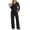 Black, variant on 2 Piece Lounge Sets for Women Fall Fashion Outfits | Two Piece Matching Loungewear Sets V Neck Top Wide Leg Pants Athleisure Workout Set