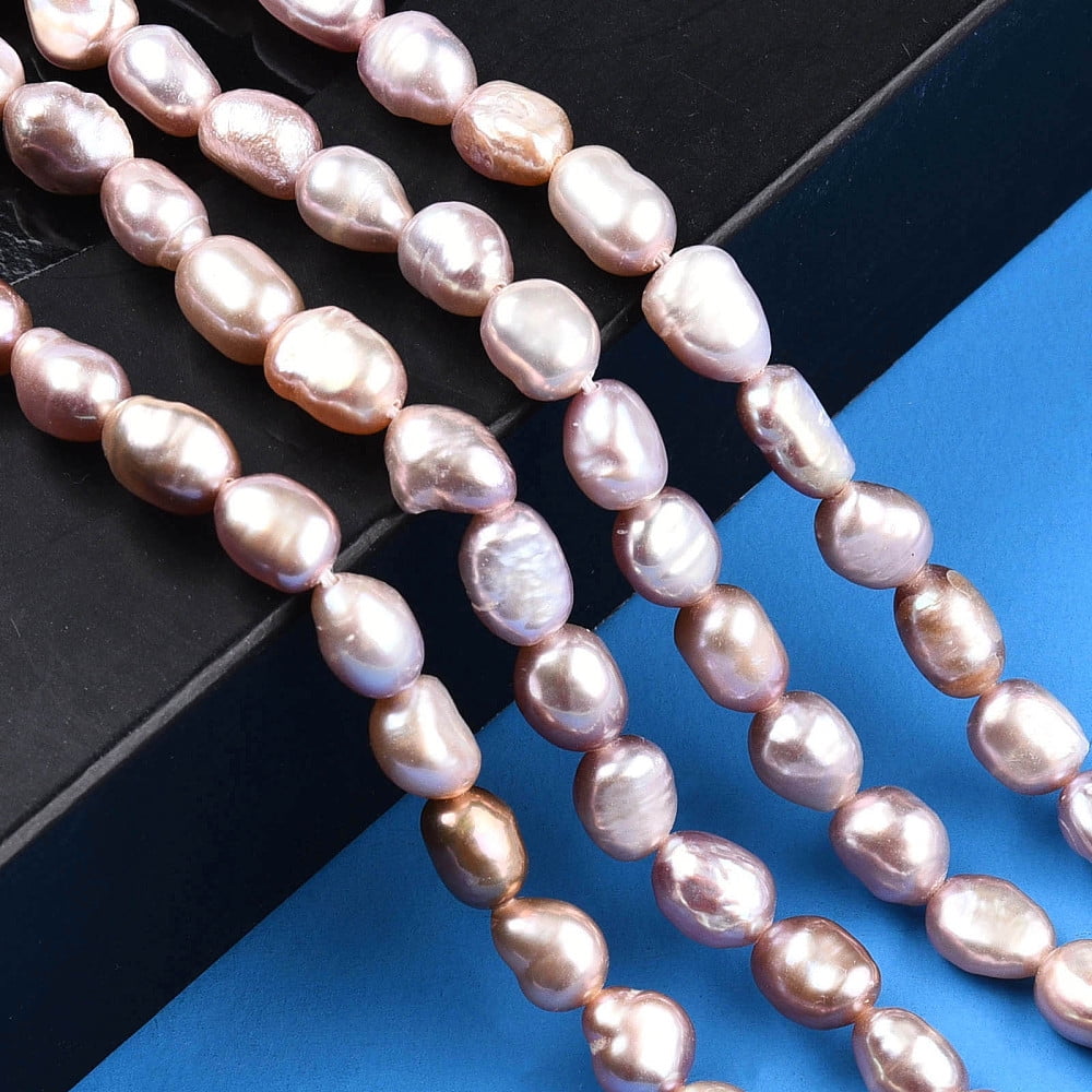 Natural Cultured Freshwater Pearl Beads Strands Two Sides Polished Nuggets Rosy Brown 6.5~9x5.5~6.5mm Hole: 0.7mm about 47pcs/strand 13.82 inch(35.1cm)