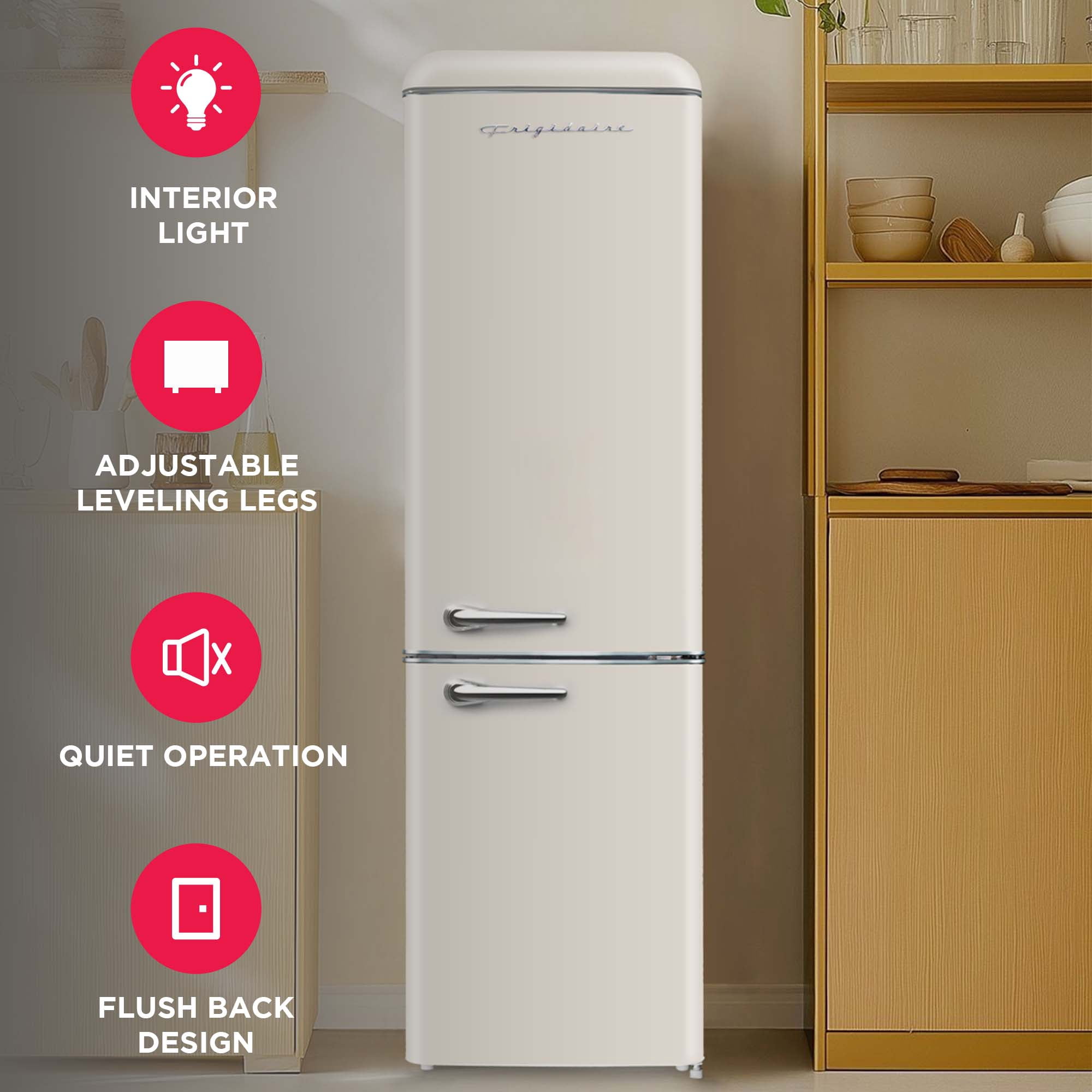 Frigidaire 9.0 Cu. ft. Bottom Mount Retro Refrigerator, Apartment Size Compact Fridge in Cream