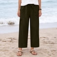 thumbnail image 5 of Gamivast Linen Pants for Women Cropped Straight Leg High Waisted Beach Pants Drawstring Elastic Waist Breathable with Pockets Easy Pull on Style for Garden Afternoons Errands and Weekend Wear, 5 of 8