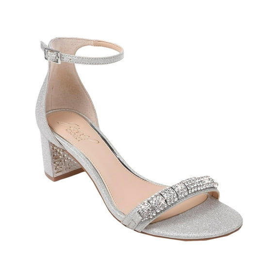 Jewel Badgley Mischka Womens Ramsay Glitter Open Toe Block Heels