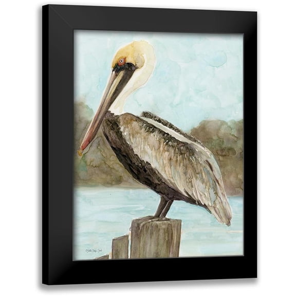 Stellar Design Studio 12x14 Black Modern Framed Museum Art Print Titled - Brown Pelican 3