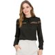 thumbnail image 1 of Blusa Elegante Labor De Retazos De Encaje Camisa Cuello Del Lazo Manga Larga Para Mujeres Negro M Unique Bargains Blusa, 1 of 6