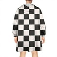 thumbnail image 2 of Black and White Checkered Pattern Wearable Oversized Blanket,Wearable Blanket Hoodie for Adults,Cozy Hooded Blankets with Super Pockets,Super Warm Fuzzy Pullover for Women & Men, 2 of 6
