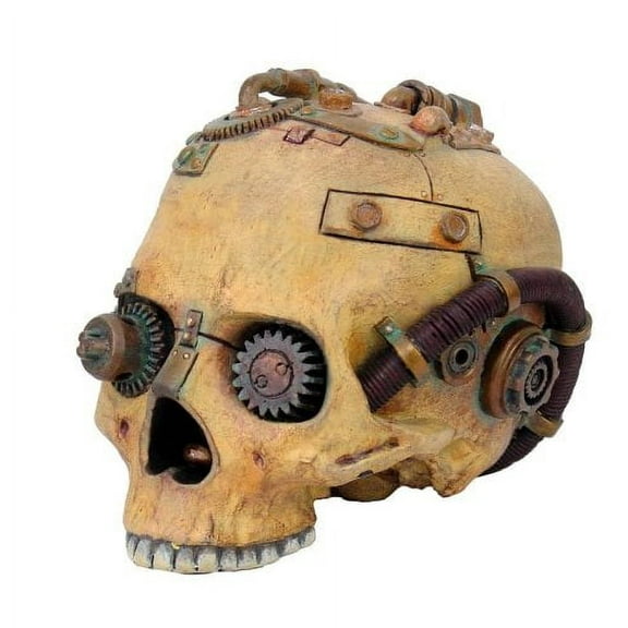 Cool Steampunk Design Human Skull Statue Sci-Fi