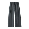 thumbnail image 4 of Telankuip Wide Leg Work Pants for Men Lightweight Soft Comfortable Business Casual Trousers Trendy Solid Color Stretch High Waisted Loose Fit Pant Fall Winter Office Outfits Dark Gray XL, 4 of 4