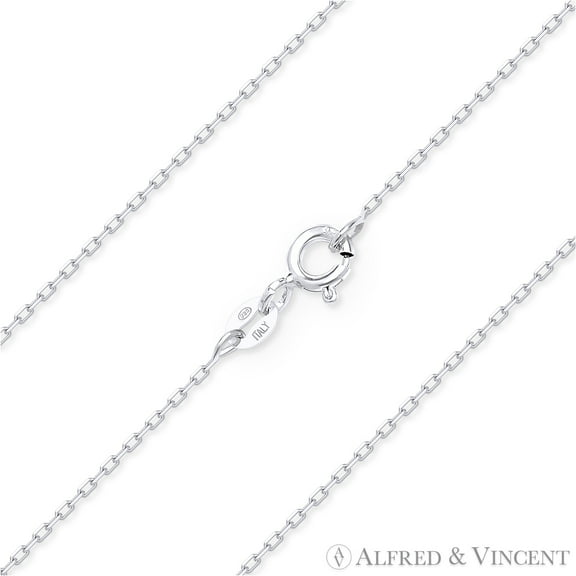 1mm D-Cut Anchor Cable Link Chain Necklace in .925 Sterling Silver w/ Rhodium
