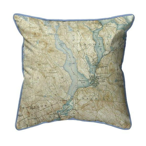 Betsy Drake SN309 12 x 12 in. Lake Winnisquam, NH Nautical Map Small Corded Indoor & Outdoor Pillow