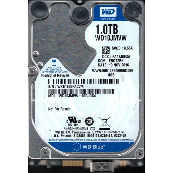 WD10JMVW-59AJGS4 DCM: EBOT2BK WXE1E Western Digital 1TB