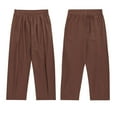 thumbnail image 4 of New Men Cotton and Linen Casual Pants Simple and Comfortable Straight Leg Pants Waist Drawstring Plus Size Looser Brown L, 4 of 5