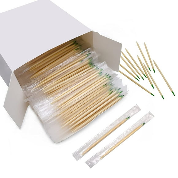 BLUE TOP Cure-Dents en Bambou Menthe Bois Emballés Individuellement 2,5 Pouces Pack 1000, Cure-Dents de Haute Qualité avec Saveur, Cure-Dents en Bambou Menthe pour Apéritifs, Cocktails, Fruits, Olive, Cure-Dents BBQ