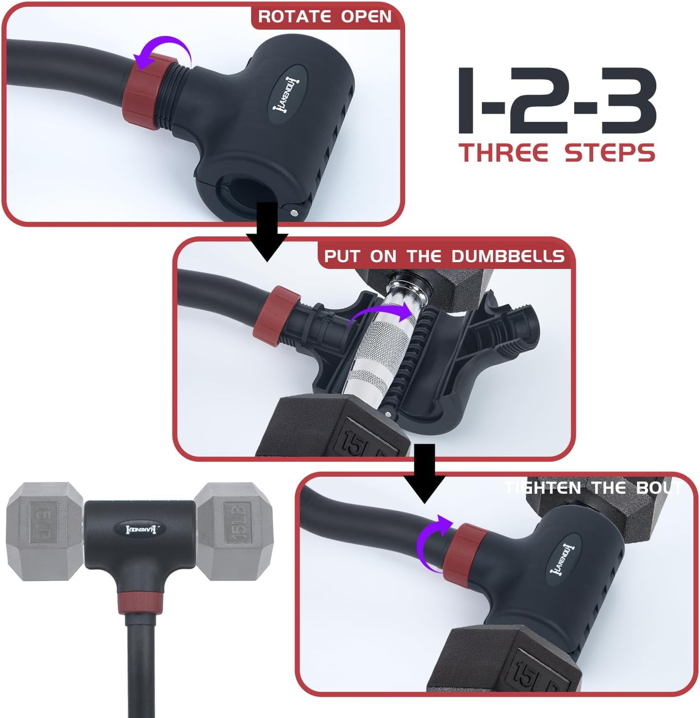 Foci Cozi FC-020324-002 Dumbbell Barbell Converter Adjustable Weight 8-200 lb