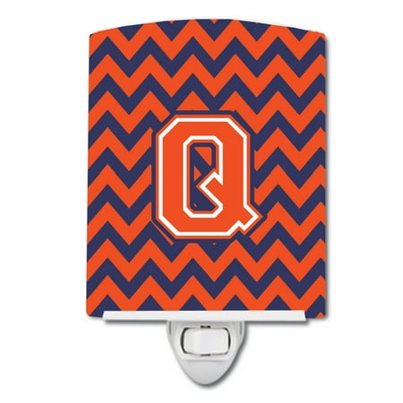 

Caroline s Treasures CJ1042-QCNL Letter Q Chevron Orange and Blue Ceramic Night Light 6x4x3 multicolor