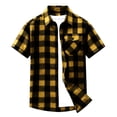 thumbnail image 6 of Cloaraye Mens Plaid Shirts Summer Short Sleeve Button Down Shirt Casual Plaid V Neck Lapel Beach Shirts with Pockets, 6 of 7