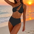 thumbnail image 5 of cocolona Womens One-shoulder Bikini Sets Summer Cute Solid Color Two Piece Swimsuits Vacation Beach Swimwear, 5 of 6