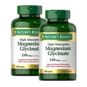 2 Pack | Nature's Bounty Magnesium Glycinate 240 mg, 180 Capsules