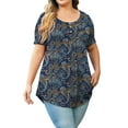 thumbnail image 5 of VERABENDI Women's Plus Size Tops Summer Short Sleeve Loose Fit Tunic Blouses Floral Flowy Shirts,1X/2X/3X/4X, 5 of 8