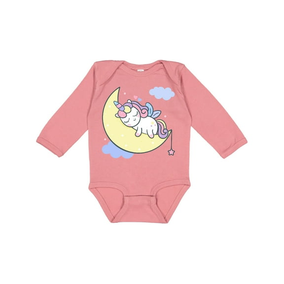 Inktastic Unicorn Moon Girls Long Sleeve Baby Bodysuit