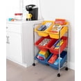 thumbnail image 4 of Seville Classics Rolling Utility Organizer Storage Cart, for Home Office, School, Classroom, Scrapbook, Hobby, Craft, 6-Bin, Multicolor, 4 of 5