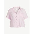 thumbnail image 3 of Joyspun Women's Woven Notch Collar Pajama Top, Sizes S to 3X, 3 of 5