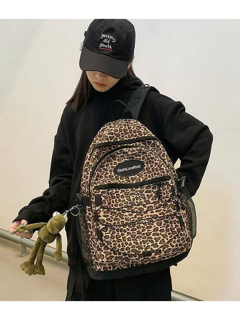 Van Caro Animal Leopard Print Backpack Canvas Large Capacity  display picture 3