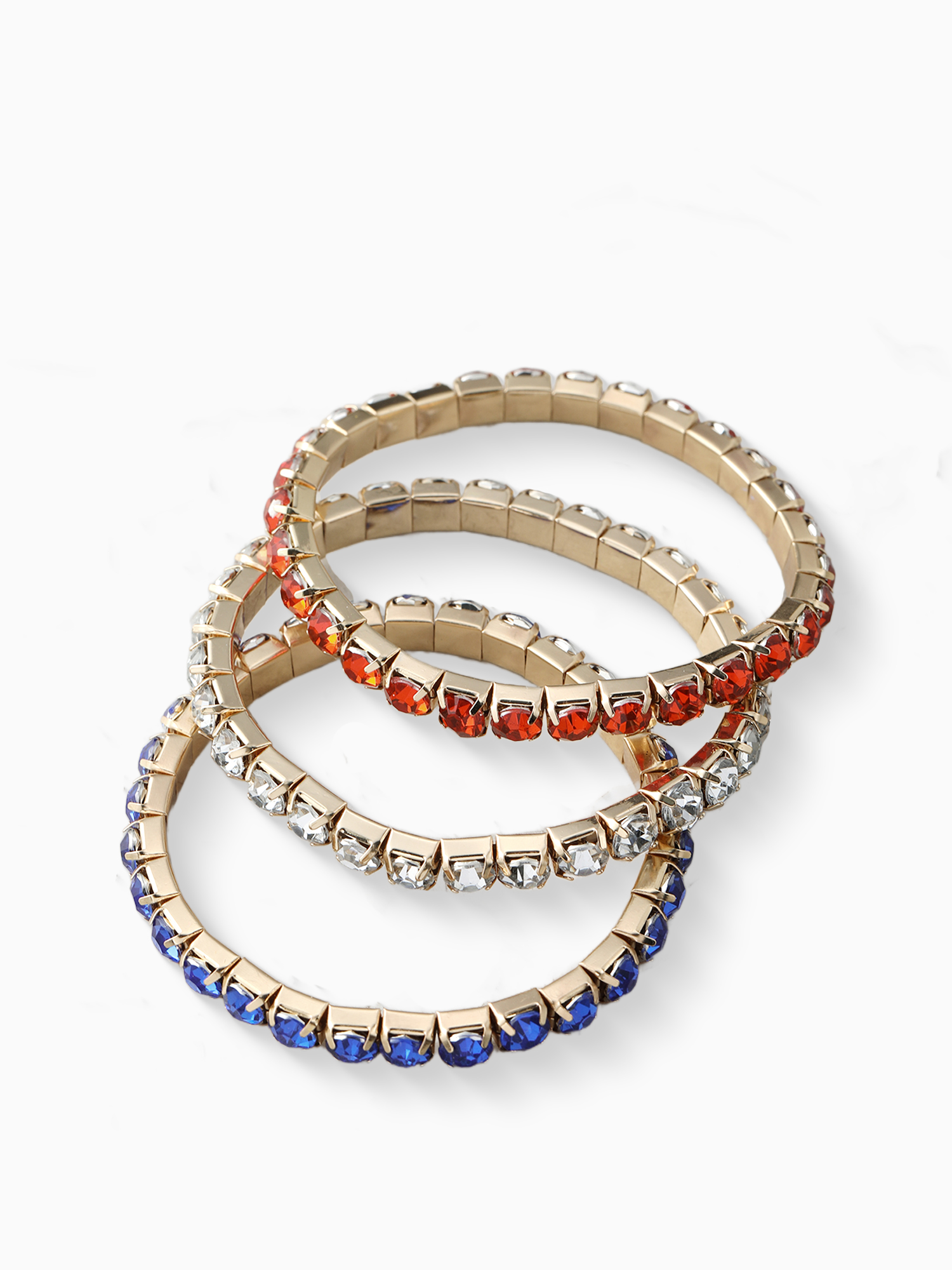 Way to Celebrate Americana Red, White, and Blue Crystal Stretch Bracelet Set